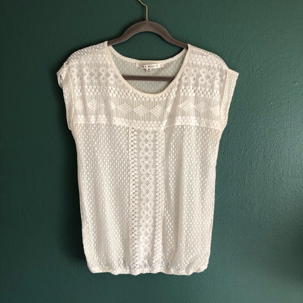 Off white lacy sheer top